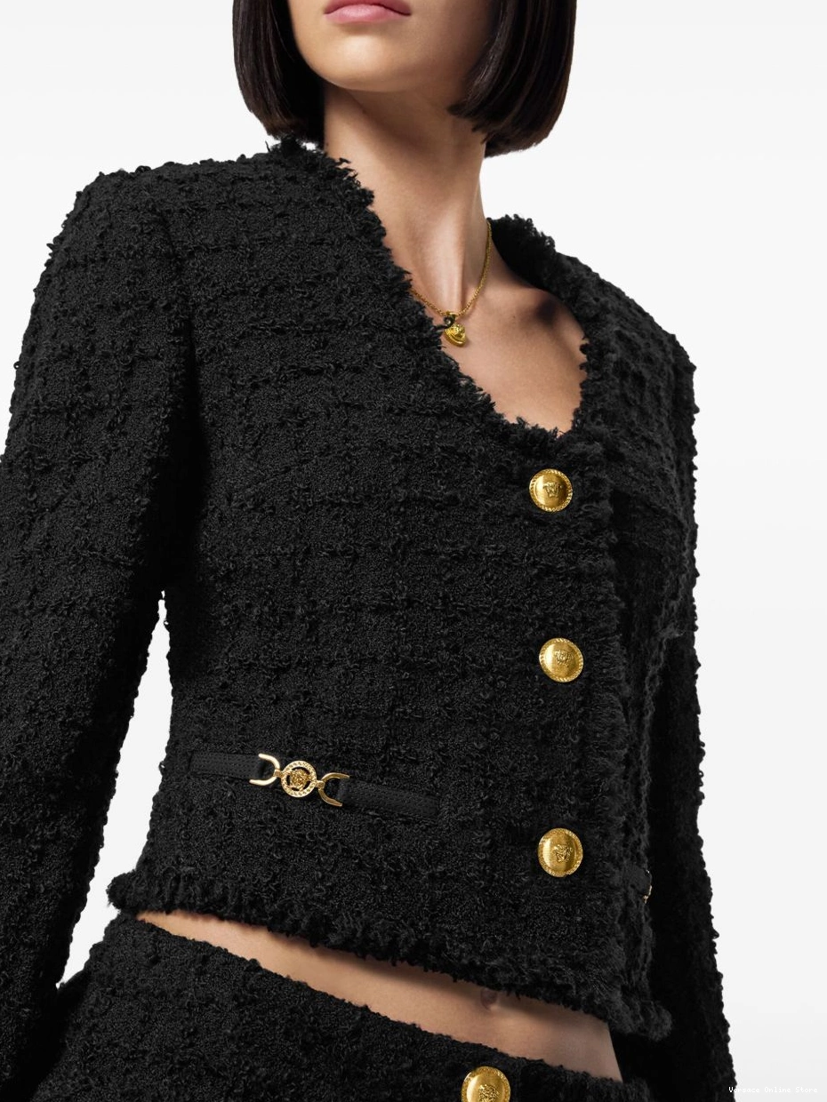 Affordable jacket Versace cropped Heritage tweed Women 0430